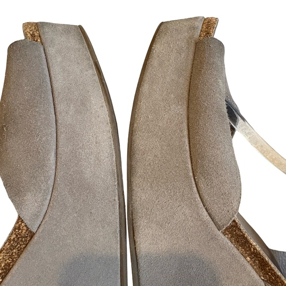 Pedro Garcia Gray Suede Leather Peep Toe Wedge Sandals, Sz EU 39 (US Sz 9) - Picture 8 of 14